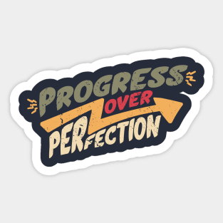 Vintage Progress Over Perfection // Retro Inspiration Motivation Sticker